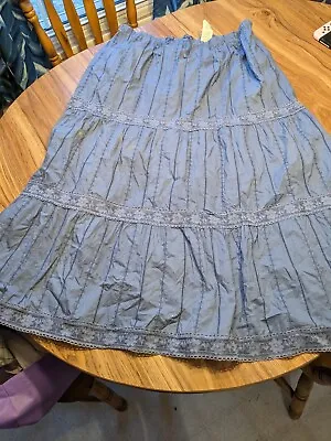 St John's Bay XL Women's Maxi Skirt Light Blue Lace Vintage Cottagecore • $7.50