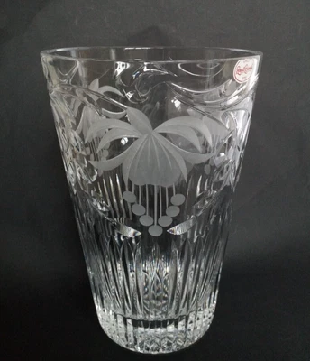 £35 • Buy ROYAL BRIERLEY CRYSTAL LARGE 8 Inch VASE. FUCHSIA RANGE. HEAVYWEIGHT CYLINDER.