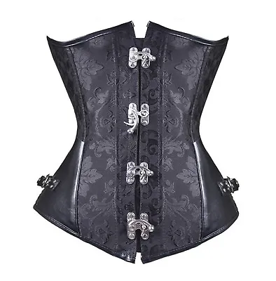 Sexy Black Gothic Corset Steel Busks Sizes Small Med And XXL Waist Training • £12.99