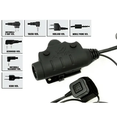 Tactical U94 PTT Headset Headphone Cable PTT For Midland Mo To Rola Kenwood ICOM • $19.99