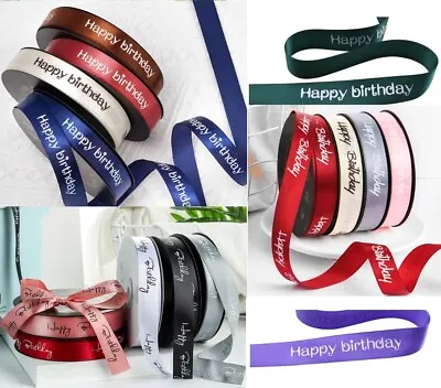 Satin Ribbon 20mm Printed  Happy Birthday   2Y Bows Cake Gift Wrapping 1395 • £2.59