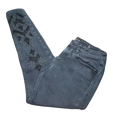 Miss Me Black Jeans Skinny Ankle Size 28 Distressed With Lace • $19.95