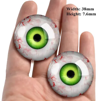 Green Zombie Eyes - Monster Halloween Craft Glass Doll Eyeballs 38mm • $15.99