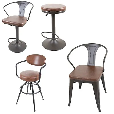 £69.99 • Buy Bar Stool Cushioned Armchair Adjustable Seat Rustic Padded High Quality Seating