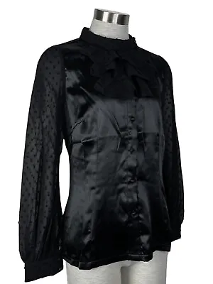 Voodoo Vixen Gothic Vintage Satin Vampire Black Witch Blouse Shirt Tpa1731 • $19.24