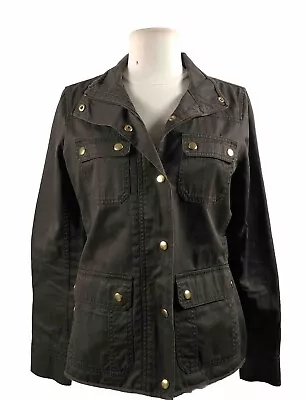 J Crew Boyfriend Relaxed Field Jacket Army Green Waxed Cotton Sz Xs Versatile! • $12