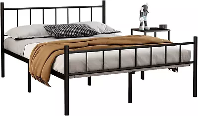 Full Size Platform Bed Frame-Heavy Duty Steel Slats Support King Bed Frame Meta • $71.99