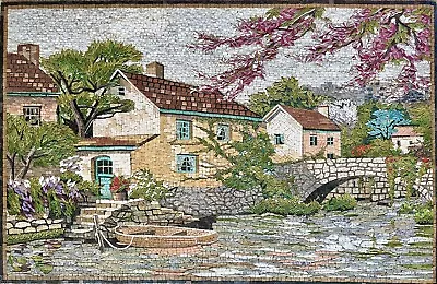 House On The River - Handmade Mosaic Wall Art. Natural Stone Mural • $1588