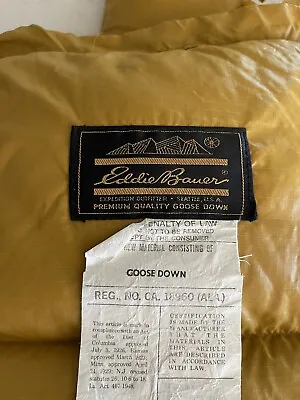 Vintage Eddie Bauer Goose Down Premium Mummy Sleeping Bag 32x90  XL • $150