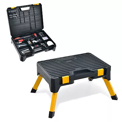 Step Stool Tool Box Portable Folding Step Ladder With Wide Pedal For Kitchen • $26.99