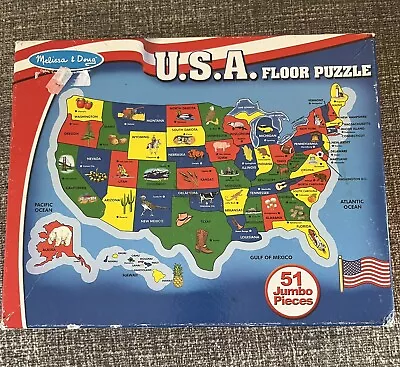 MELISSA & DOUG 51 Jumbo Piece Floor Puzzle USA Map Replacement Parts 47 Original • $14