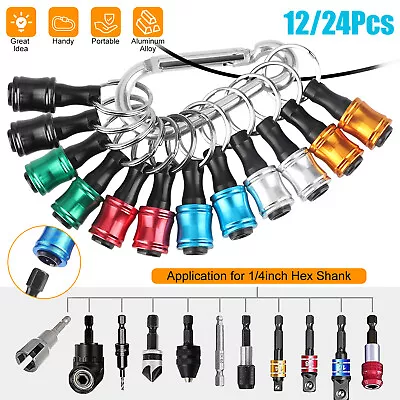 24/12x 1/4  Hex Shank Keychain Screwdriver Bits Holder Extension Quick Release • $14.88