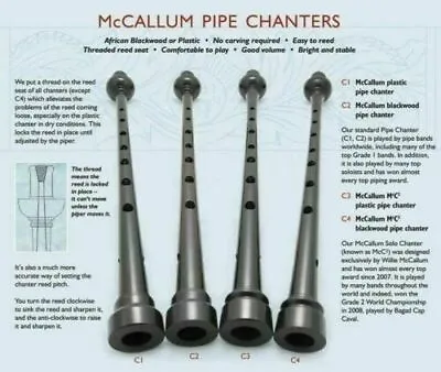 McCallum B Flat Plastic Pipe Bagpipe Chanter C1 • $230.46