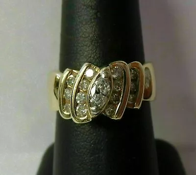 2 Ct Marquise Cubic Zirconia Engagement Ring Band Yellow Gold Plated 925 Silver • $88