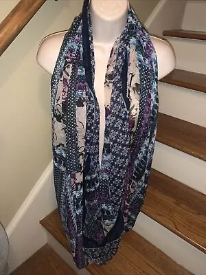 J CREW Paisley Cobalt + Colors Blue Extra Wide Infinity Scarf   ❤️tb131 • $29