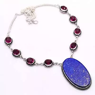 Lapis Lazuli Amethyst Gemstone Ethnic Handmade Necklace Jewelry 42 Gms AN 10207 • $3.99