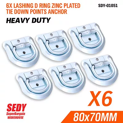 $16.90 • Buy NEW 6 PCs LASHING D RING ZINC PLATED TIE DOWN POINTS ANCHOR UTE TRAILER 80X70MM