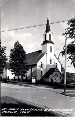 Real Photo Postcard St. Paul's Evangelical Lutheran Church In Monona Iowa • $10