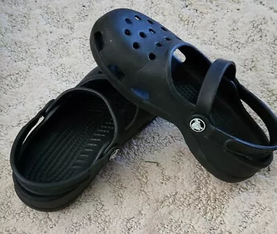 Crocs Womens Black Karin Slip On Mary Jane Double Strap Clogs Size 4 • $24.95