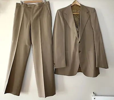 Vtg 3 Piece Mens Suit Yves St Laurent 70s Made In France YSL Buttons 36 Waist*** • $349