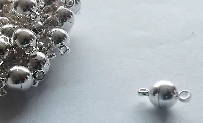 £2.49 • Buy Silver Magnetic Round Ball Clasps Jewellery Making Findings Beads 11.5mm X 6mm
