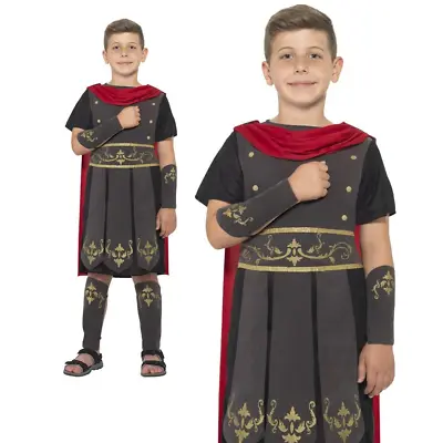 Child Roman Soldier Costume Teen Gladiator Warrior Book Day Fancy Dress New Rom • $66.53