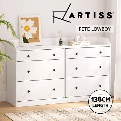 Artiss 6 Chest Of Drawers Dresser Tallboy Storage Cabinet Bedroom White PETE • $199.95
