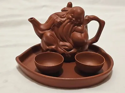 Vintage Yixing Zisha Red Stoneware Tea Pot & Cups Chinese Tea & Cup Set  • $88.31