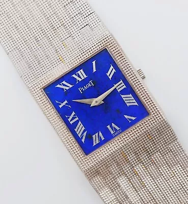 Vintage Piaget 9131 18K White Gold Manual Wind Blue Lapis Dial 27mm! • $8999