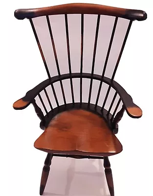 Miniature Windsor Spindle Back Cherry Black Wooden Doll Rocking Chair 15  • $24.99