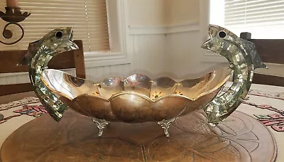 Mexican A&C MOP FISH Silver Plate Abalone Centerpiece Los Castillo Style TAXCO • $625