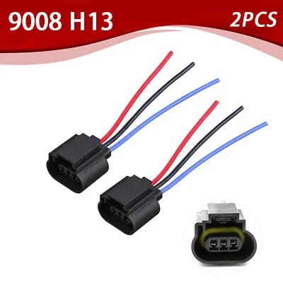 2PCS Harness Head Light Bulb Plug Repair Socket Wire Pigtail Female P 9008 H13 • $8.81