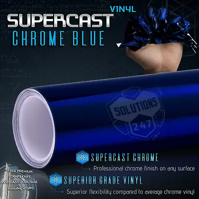 Supercast Flex Stretch Mirror Chrome Vinyl Wrap Sticker Roll Air Release - Blue • $2.85