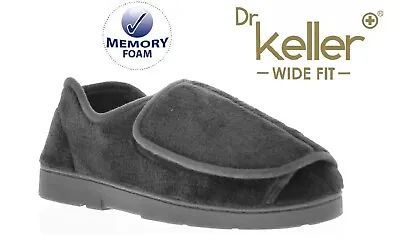 Mens Grey Extra Wide Opening Wide Fit Orthopaedic Diabetic Slippers Uk Size 7-12 • £16.95