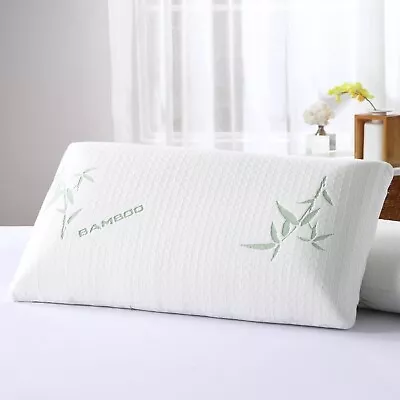 Memory Foam Pillow Anti Bacterial Premium Support Bamboo Pillow Uk Fast Ship • £12.19