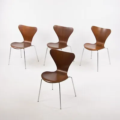 1960s Vintage Fritz Hansen Set Of Four Teak Arne Jacobsen Series 7 Dining Chairs • $1995