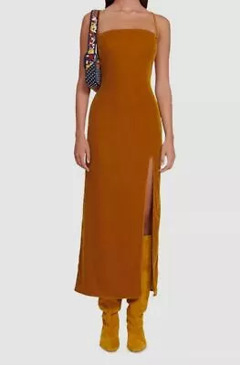 $167.07 • Buy $425 Staud Women's Brown Bellamy Lace-Up Back Velvet Midi Dress Size XS