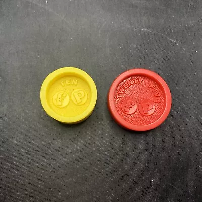 2 Vintage Fisher Price Cash Register Replacement Coins Lot Red Yellow • $9