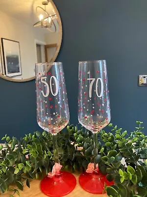 Personalised HAND PAINTED 18213040506070th Age Birthday Wine Glass • £10.50