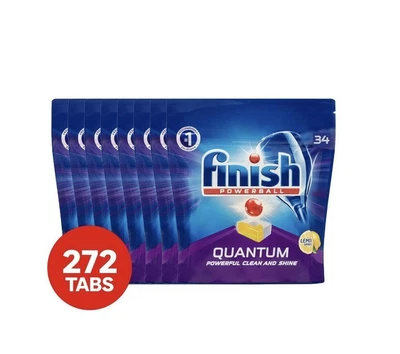 $65 • Buy 8 X 34pk Finish Powerball Quantum Dishwasher Tablets Lemon 527g