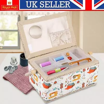Extra Large Fabric Sewing Craft Box Household Storage Organizer Basket UK • £15.89