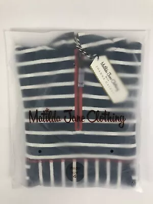 Matilda Jane Boys Sz 4 Patches And Pluck Hoodie Blue White Striped Zip NEW NIP • $46