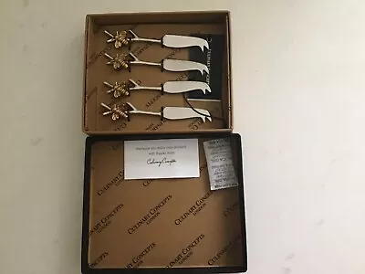 NEW Boxed Culinary Concepts Set Of Four Woodland Bee Cheese Knives Rrp £39.95 • £19.99