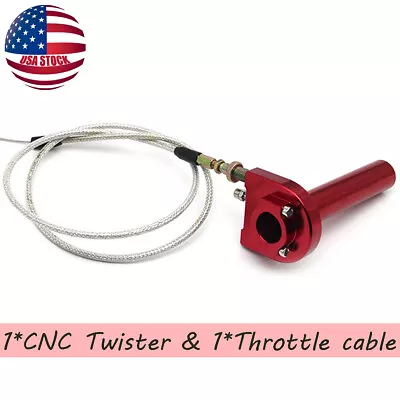 1x Red CNC 7/8  Motorcycle Handbar Throttle Turn Grip Twist Cable Scooter ATV US • $22.89