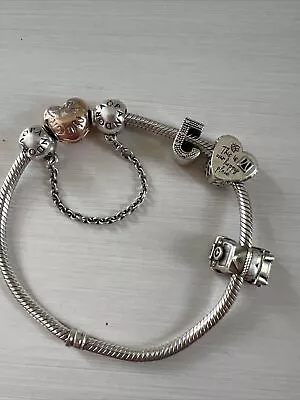 Pandora Bracelet With Charms - Approx 18cm . Includes Safety Chain Charm • £24.06