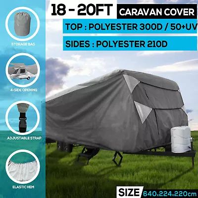 Heavy Duty 18-20ft 4 Layer  Caravan Campervan Cover  UV Waterproof Carry Bag • $155