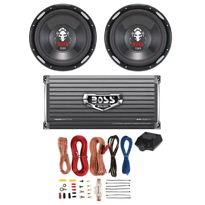 2 BOSS P126DVC 12  2300W Car Subwoofers Subs & 1600W 2-Ch Amp & 8 Gauge Amp Kit  • $271.99