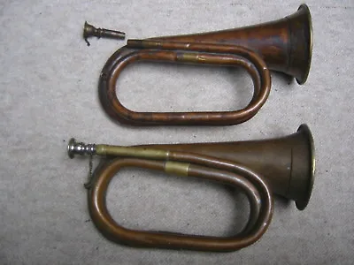 2 Old Buglehorn Huntinghorn Natural- Horn Military Bugle (?) W. Garland • $32.48