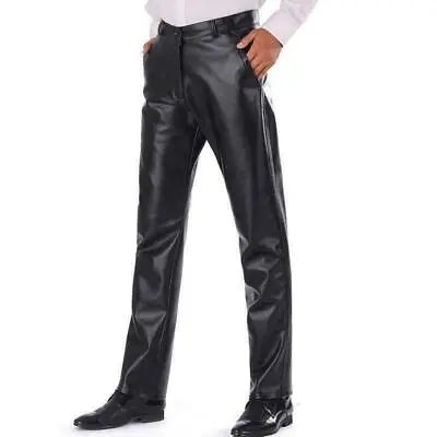  Men`S Faux Pu Leather Loose Black Biker Pants Plus Sz  • $37.06