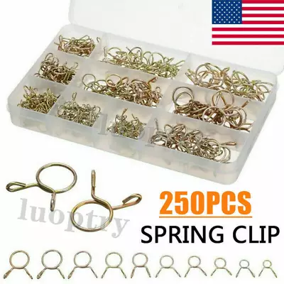 250 PCS Assortment Kit Fuel Line Hose Tubing Spring Clips Clamps For Motorcycle • $11.39